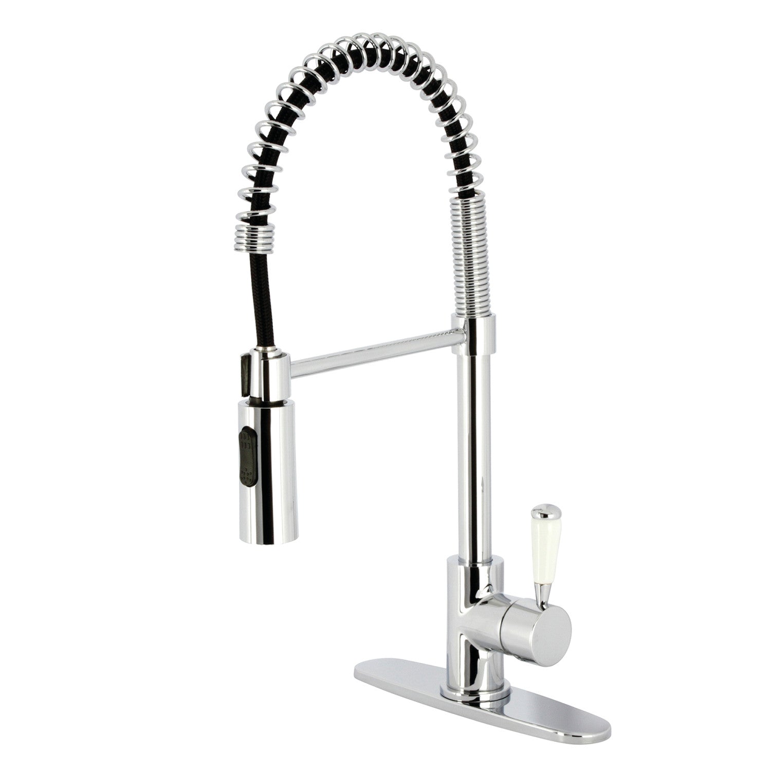 Kingston Tulare LS8771DPL - Paris Single-Handle 1-Hole Deck Mount Pre-Rinse Kitchen Faucet, Polished Chrome