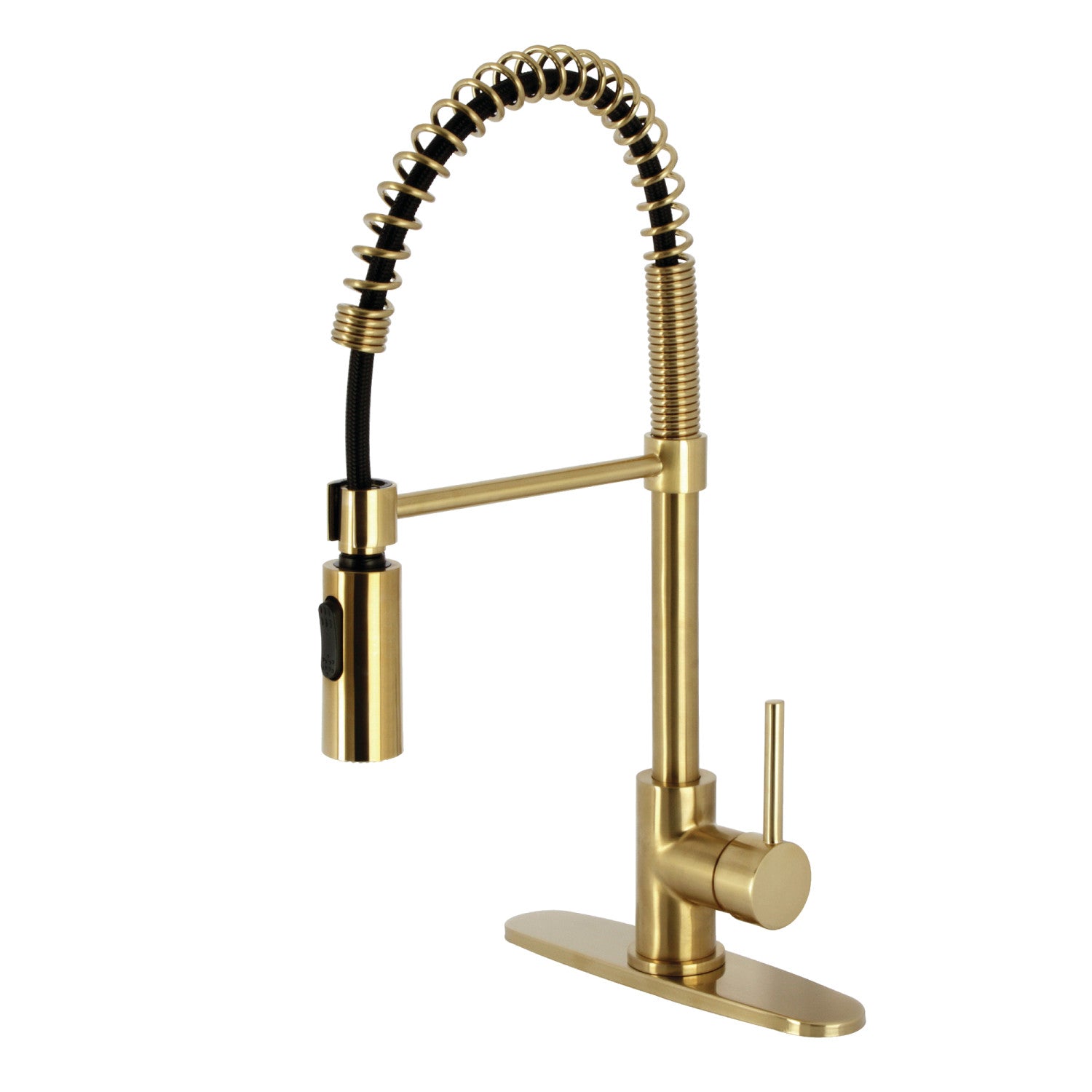 Kingston Sona LS8773DL - Concord Single-Handle 1-Hole Deck Mount Pre-Rinse Kitchen Faucet, Brushed Brass
