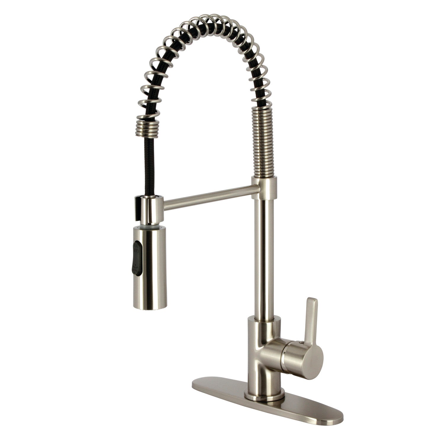 Kingston Sona LS8778CTL - Continental Single-Handle 1-Hole Deck Mount Pre-Rinse Kitchen Faucet, Brushed Nickel