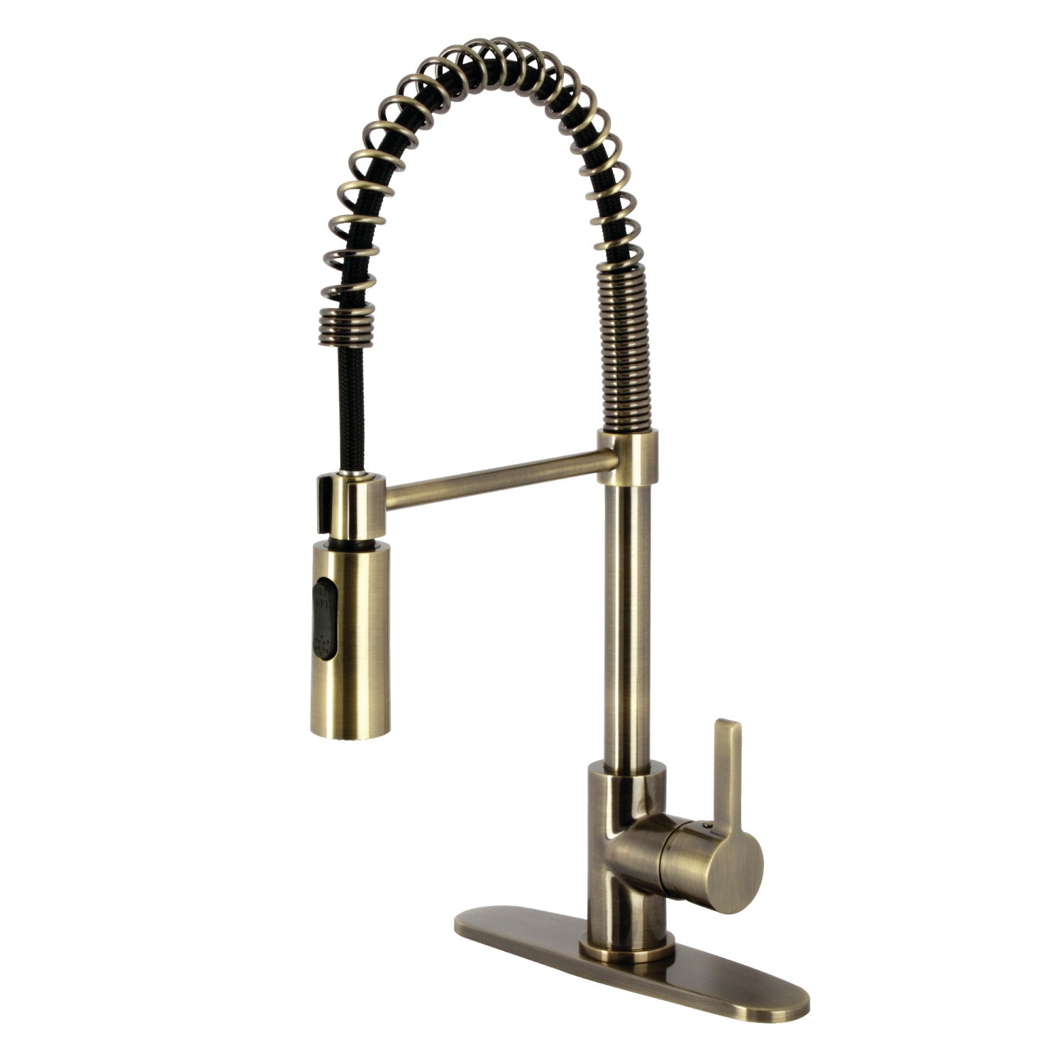Kingston Sona LS877CTLAB - Continental Single-Handle 1-Hole Deck Mount Pre-Rinse Kitchen Faucet, Antique Brass — image 1