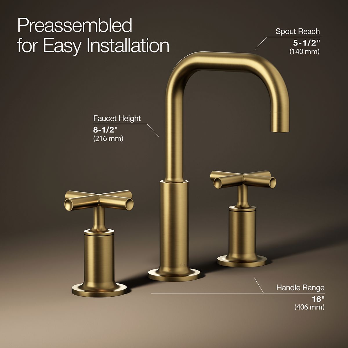 Purist® Widespread bathroom sink faucet with Cross handles, 1.2 gpm — thumbnail 3