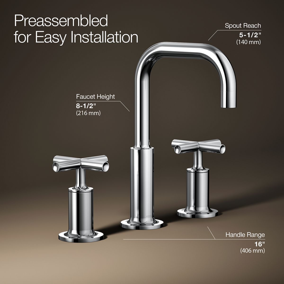 Purist® Widespread bathroom sink faucet with Cross handles, 1.2 gpm — thumbnail 3
