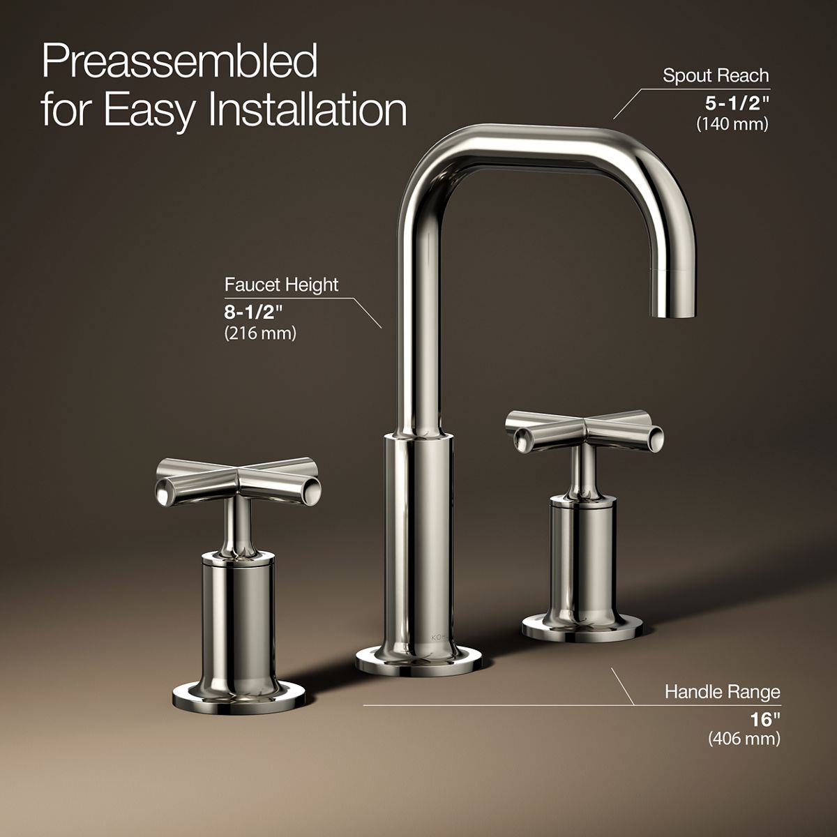 Purist® Widespread bathroom sink faucet with Cross handles, 1.2 gpm — thumbnail 3