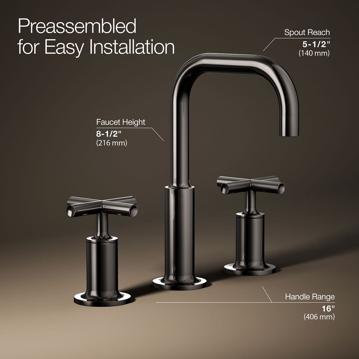 Purist® Widespread bathroom sink faucet with Cross handles, 1.2 gpm — thumbnail 3