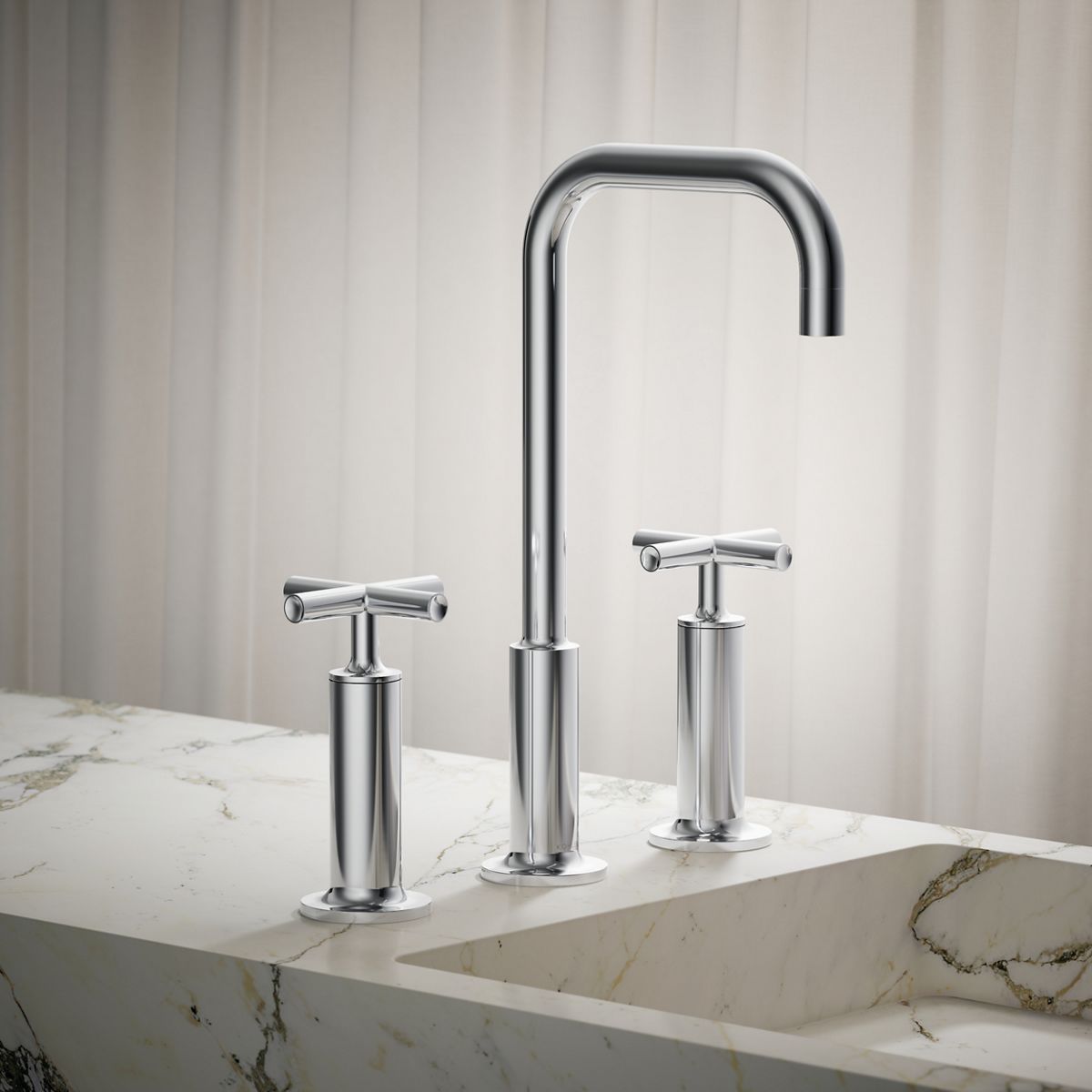 Purist® Widespread bathroom sink faucet with Cross handles, 1.2 gpm — thumbnail 2