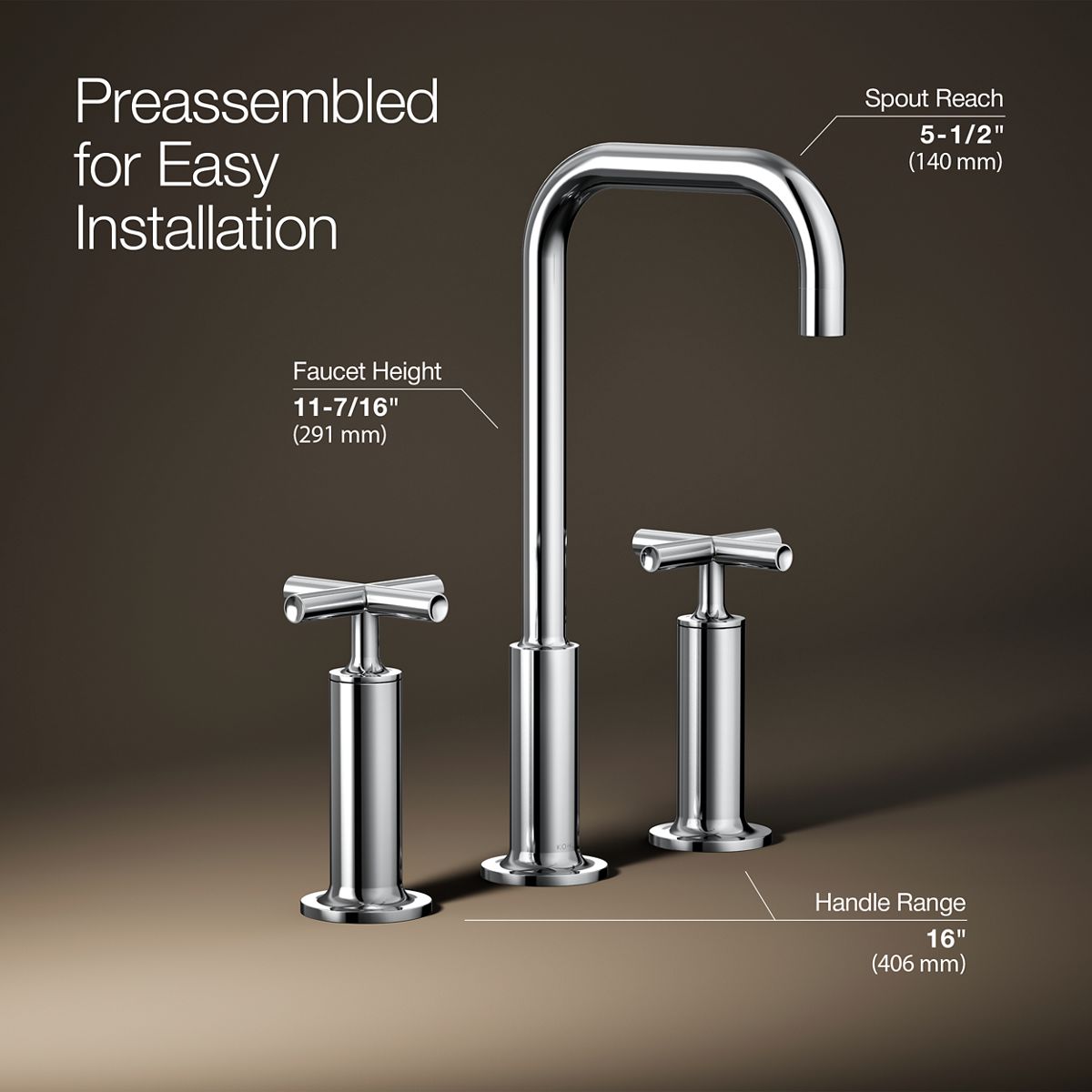 Purist® Widespread bathroom sink faucet with Cross handles, 1.2 gpm — thumbnail 3