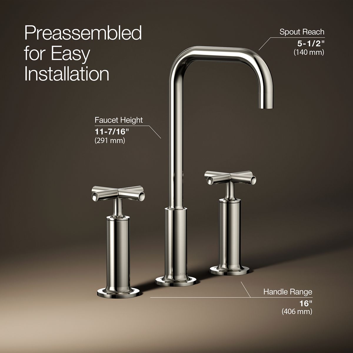 Purist® Widespread bathroom sink faucet with Cross handles, 1.2 gpm — thumbnail 3