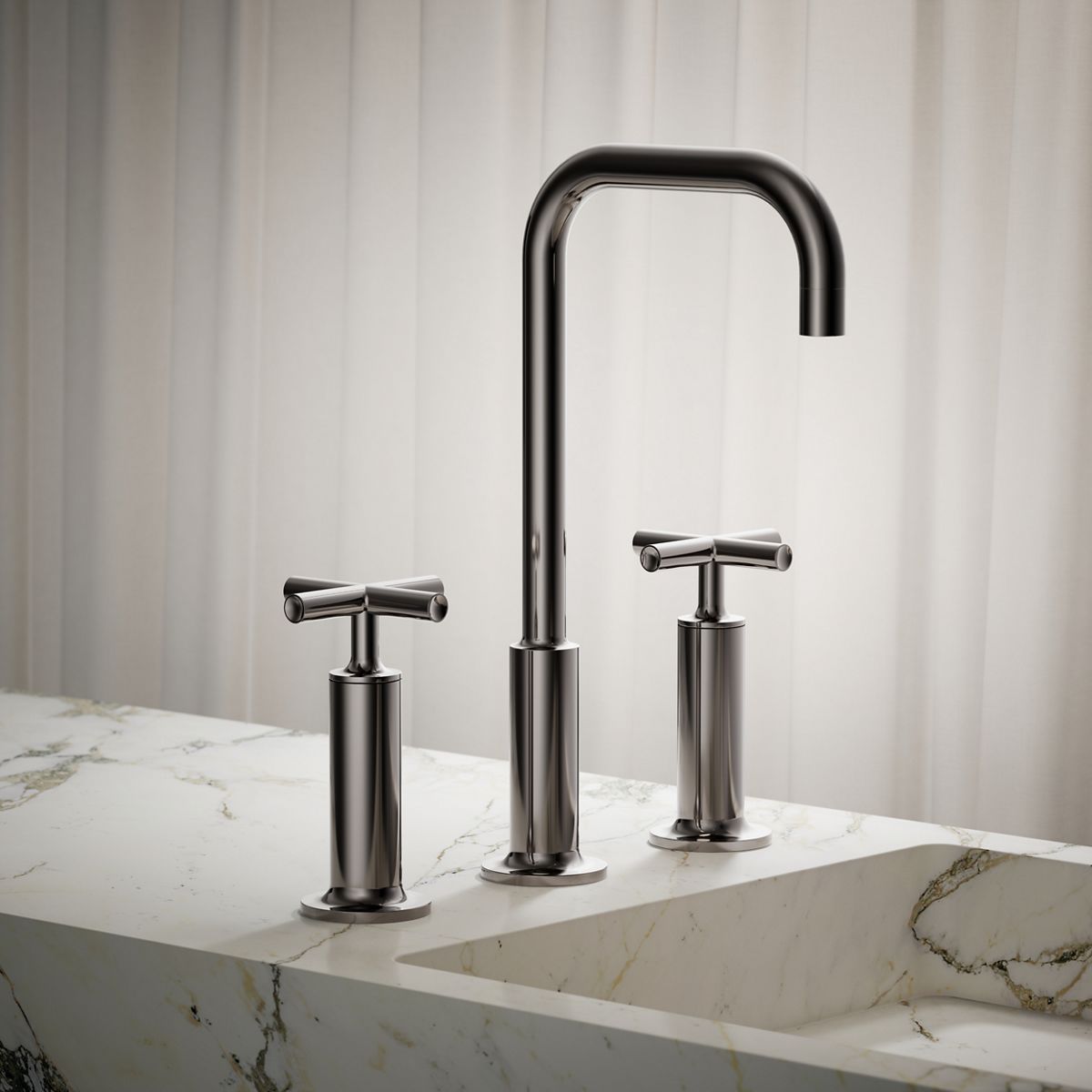 Purist® Widespread bathroom sink faucet with Cross handles, 1.2 gpm — thumbnail 2