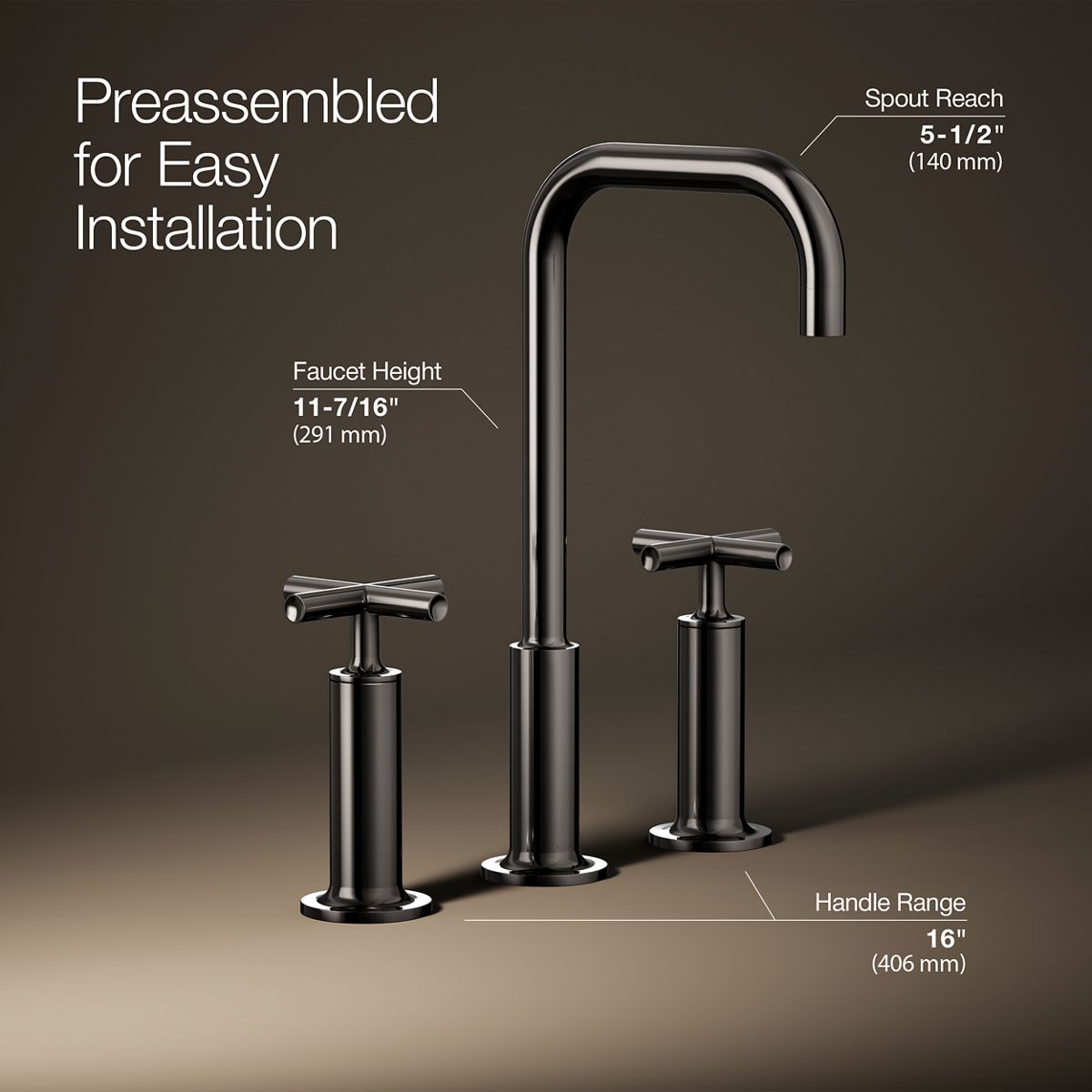 Purist® Widespread bathroom sink faucet with Cross handles, 1.2 gpm — thumbnail 3