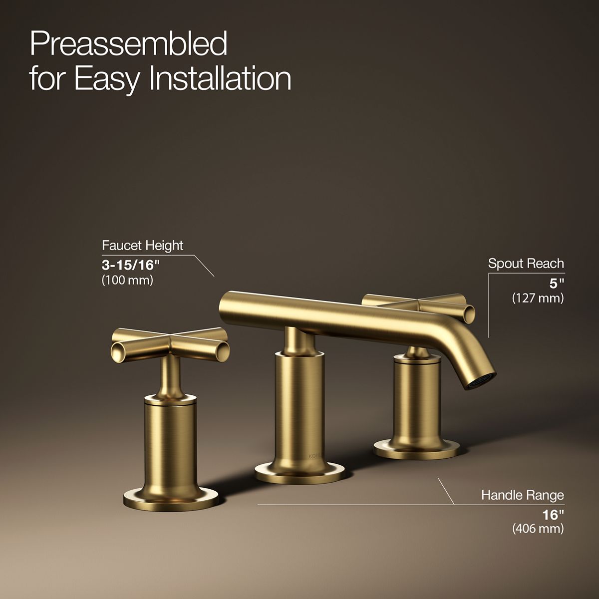 Purist® Widespread bathroom sink faucet with Cross handles, 1.2 gpm — thumbnail 3