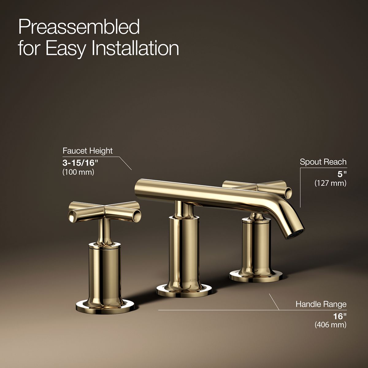 Purist® Widespread bathroom sink faucet with Cross handles, 1.2 gpm — thumbnail 3