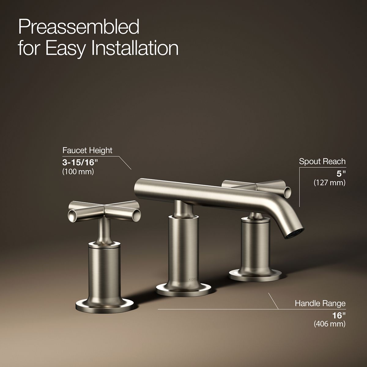Purist® Widespread bathroom sink faucet with Cross handles, 1.2 gpm — thumbnail 3