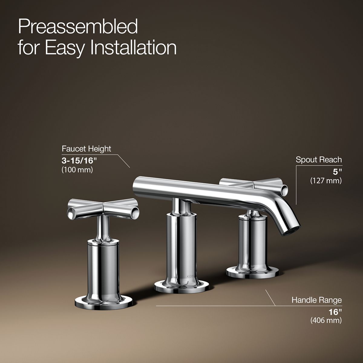 Purist® Widespread bathroom sink faucet with Cross handles, 1.2 gpm — thumbnail 3