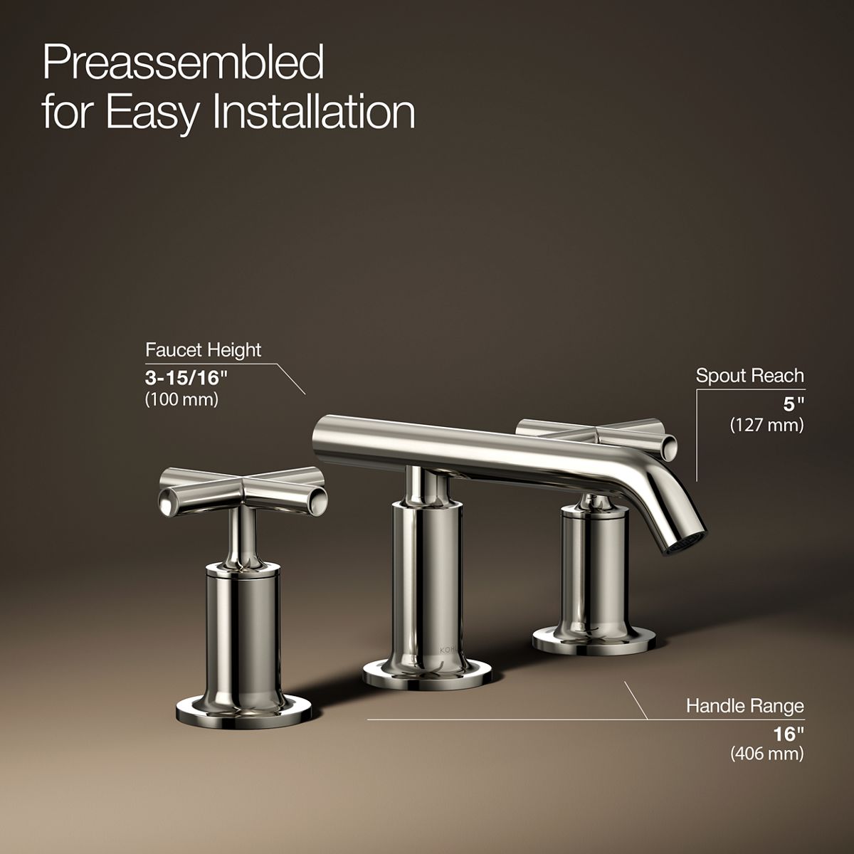 Purist® Widespread bathroom sink faucet with Cross handles, 1.2 gpm — thumbnail 3