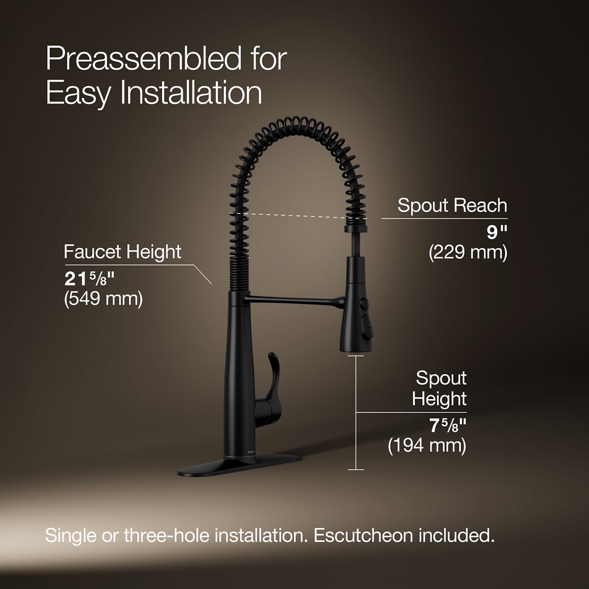 Simplice® Semi-professional kitchen sink faucet with three-function sprayhead — thumbnail 3