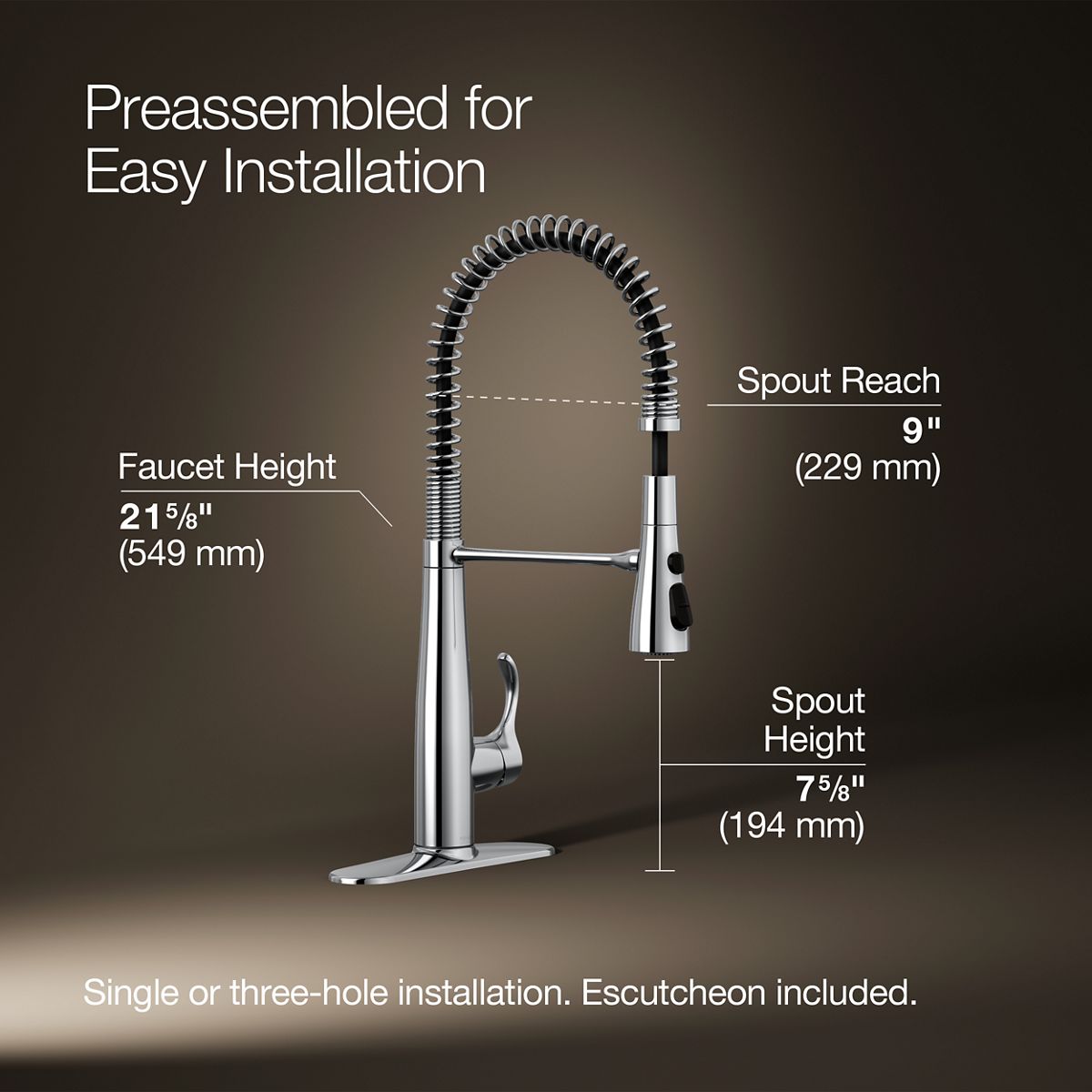 Simplice® Semi-professional kitchen sink faucet with three-function sprayhead — thumbnail 3