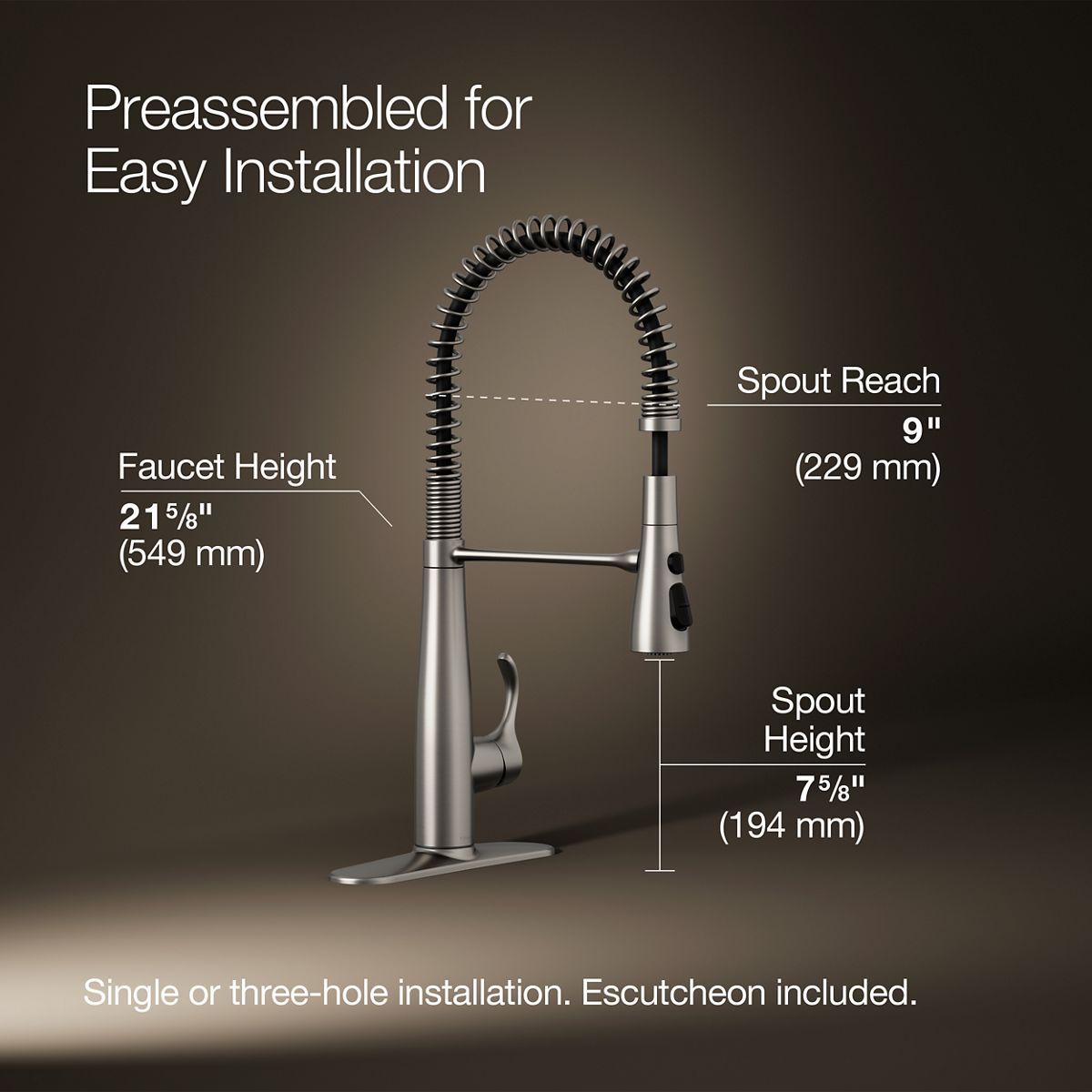 Simplice® Semi-professional kitchen sink faucet with three-function sprayhead — thumbnail 3