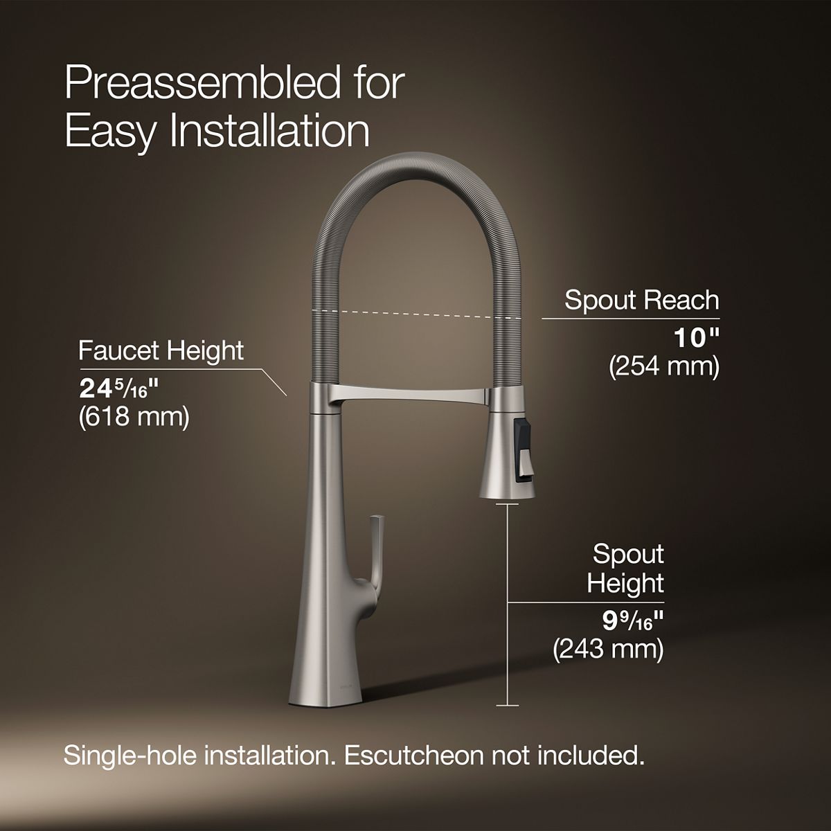 Graze® Semi-professional kitchen sink faucet with three-function sprayhead — thumbnail 3