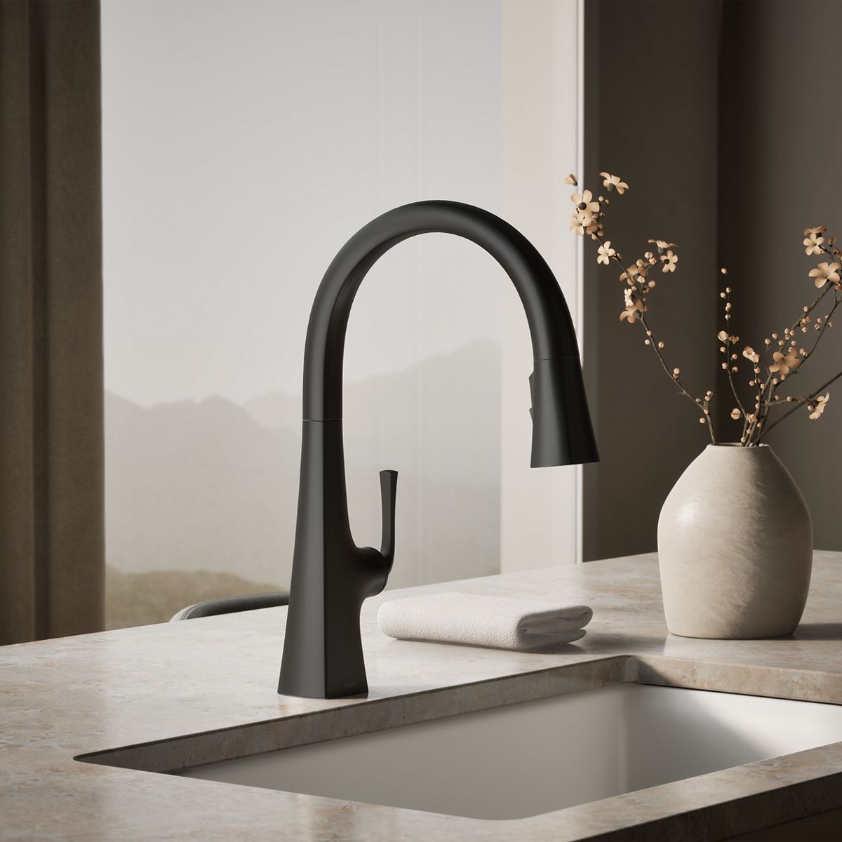 Graze® Pull-down kitchen sink faucet with three-function sprayhead — thumbnail 2