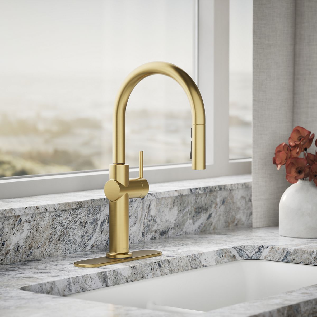 Crue® Pull-down kitchen sink faucet with three-function sprayhead — thumbnail 2