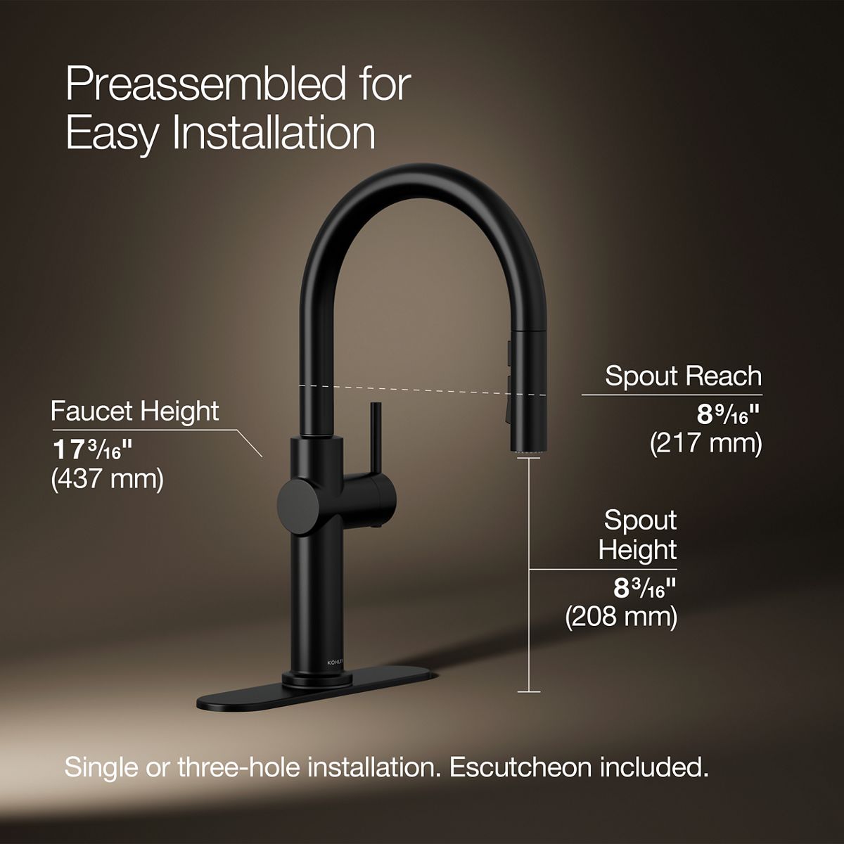 Crue® Pull-down kitchen sink faucet with three-function sprayhead — thumbnail 3