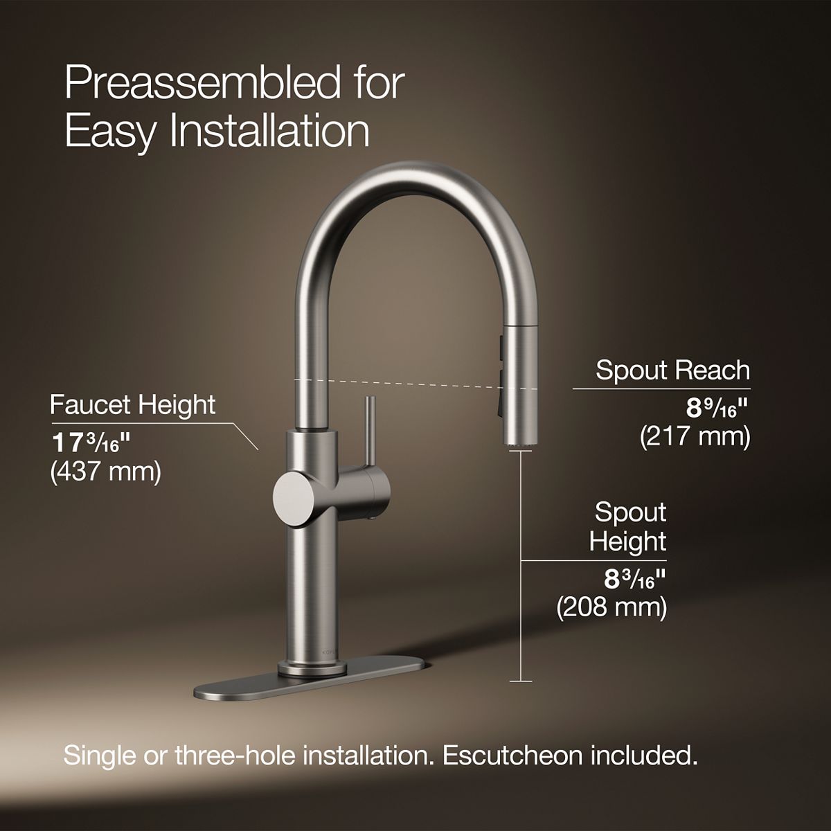 Crue® Pull-down kitchen sink faucet with three-function sprayhead — thumbnail 3