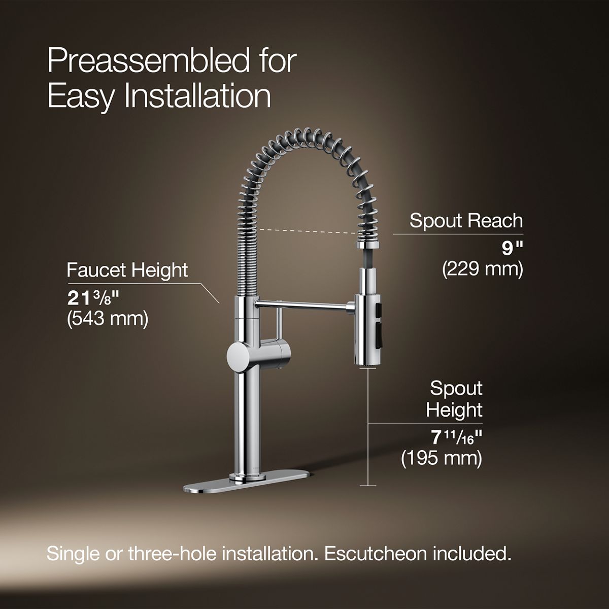 Crue® Semi-professional kitchen sink faucet with three-function sprayhead — thumbnail 3