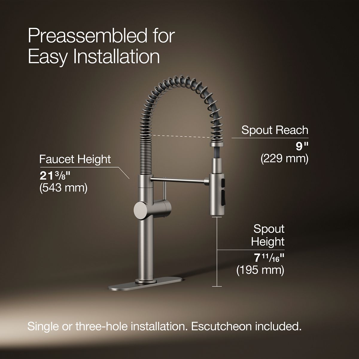 Crue® Semi-professional kitchen sink faucet with three-function sprayhead — thumbnail 3