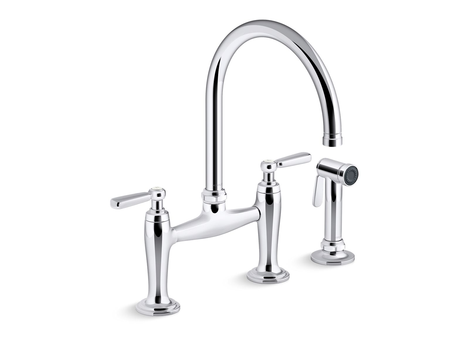 Edalyn™ by Studio McGee Two-hole bridge kitchen sink faucet with side sprayer — image 1