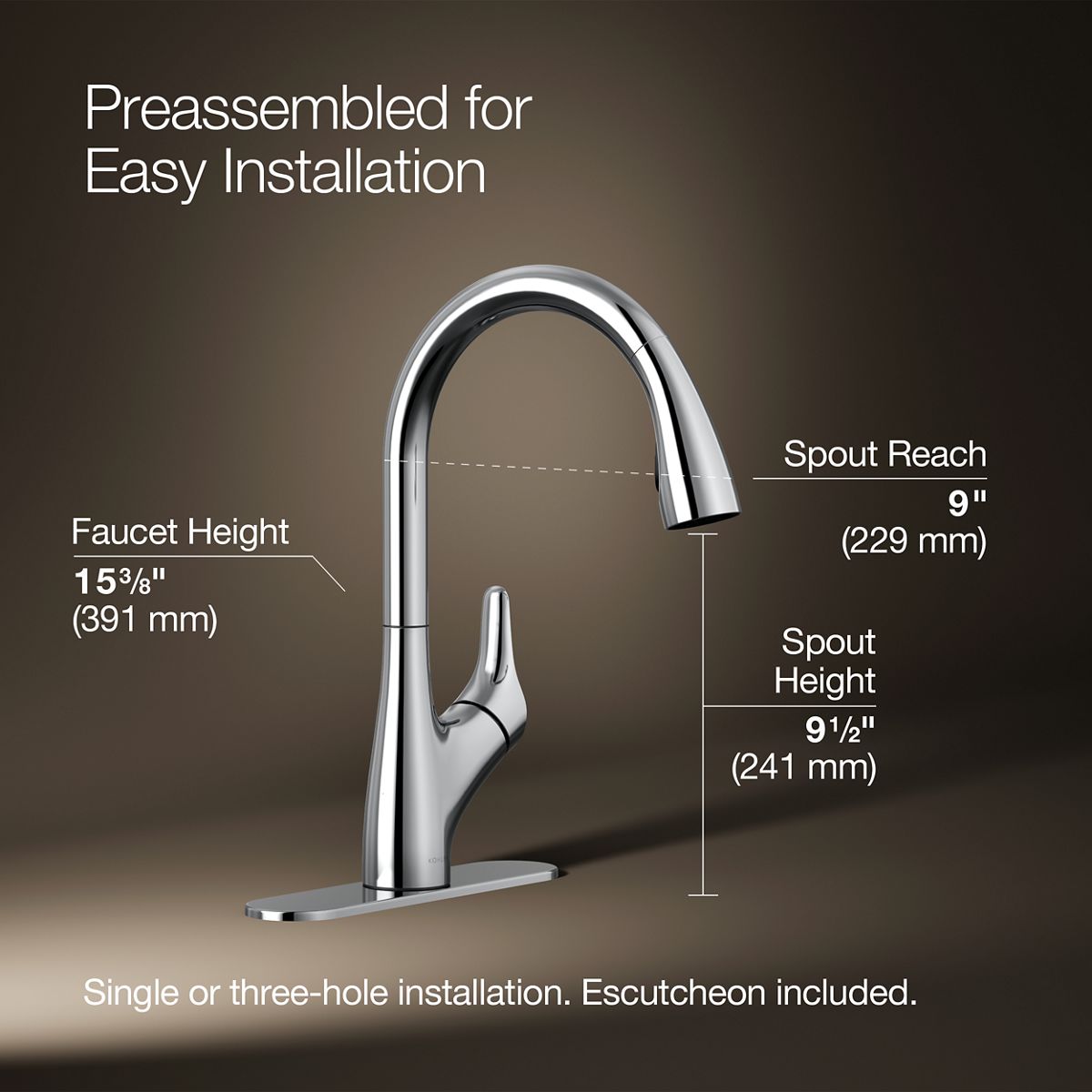 Rival® Pull-down kitchen sink faucet with two-function sprayhead — thumbnail 3