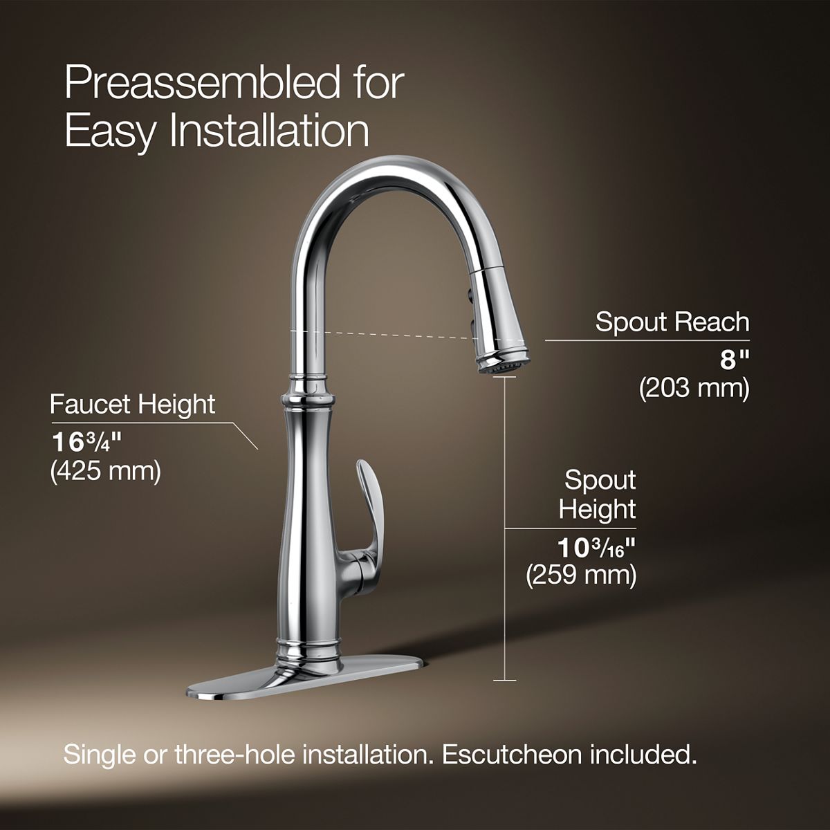 Bellera® Pull-down kitchen sink faucet with three-function sprayhead — thumbnail 3