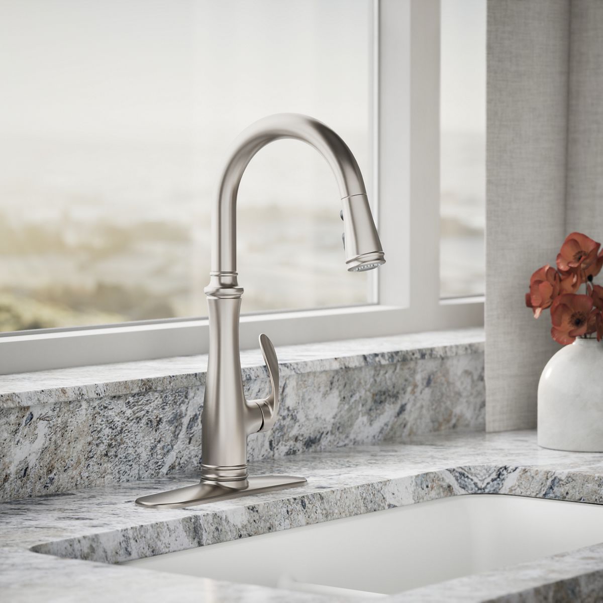 Bellera® Pull-down kitchen sink faucet with three-function sprayhead — thumbnail 2