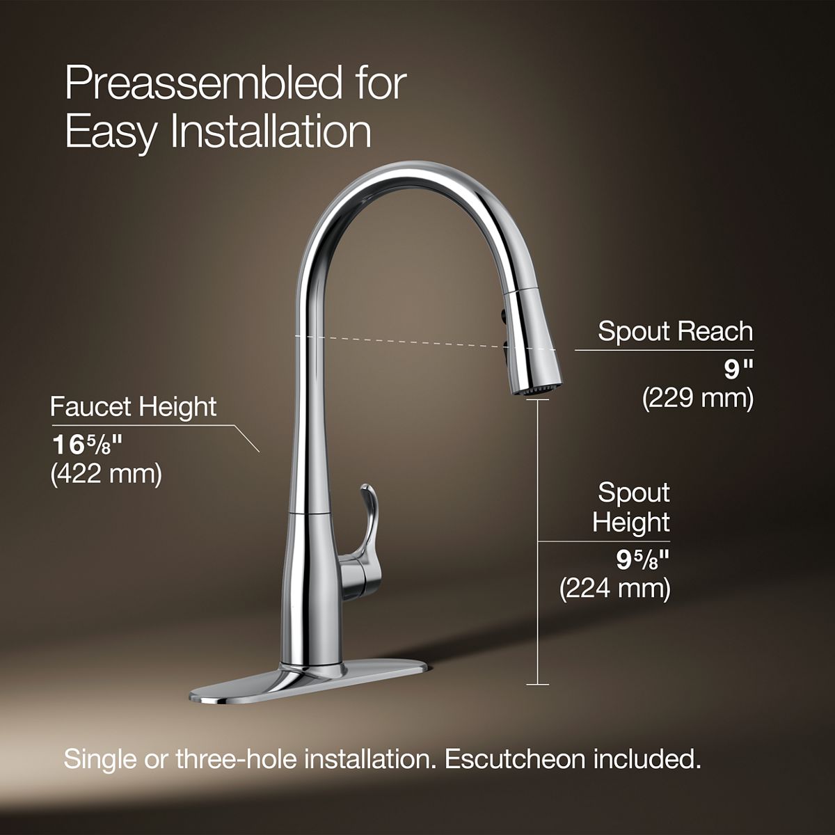Simplice® Pull-down kitchen sink faucet with three-function sprayhead — thumbnail 3