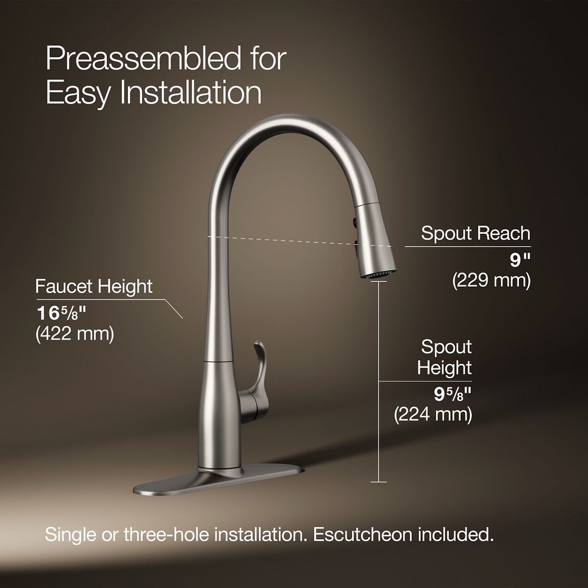 Simplice® Pull-down kitchen sink faucet with three-function sprayhead — thumbnail 3