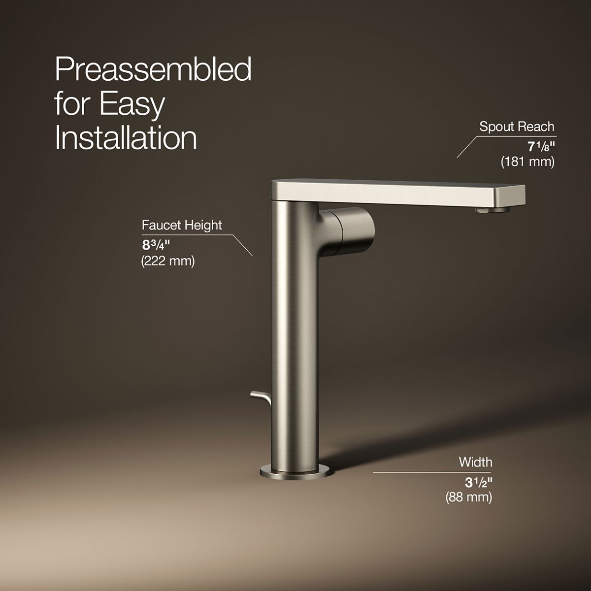 Composed® Tall single-handle bathroom sink faucet with Cylindrical handle, 1.2 gpm — thumbnail 3