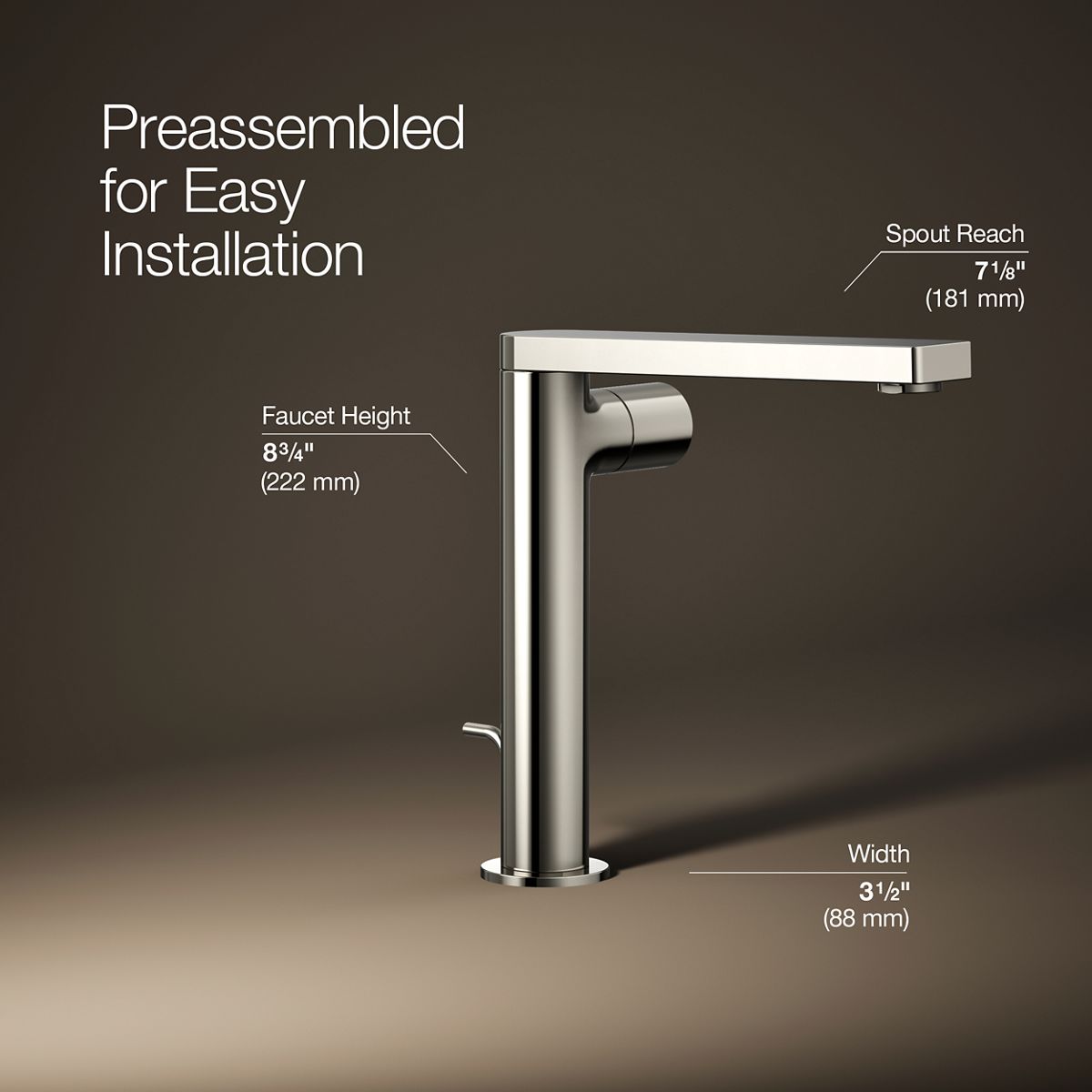 Composed® Tall single-handle bathroom sink faucet with Cylindrical handle, 1.2 gpm — thumbnail 3