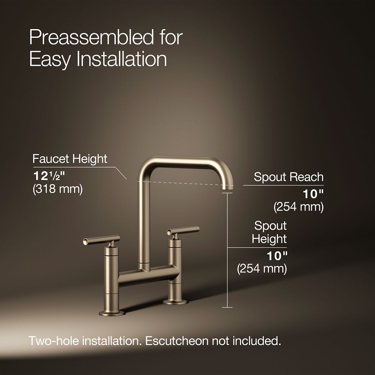 Purist® Two-hole bridge kitchen sink faucet — thumbnail 3