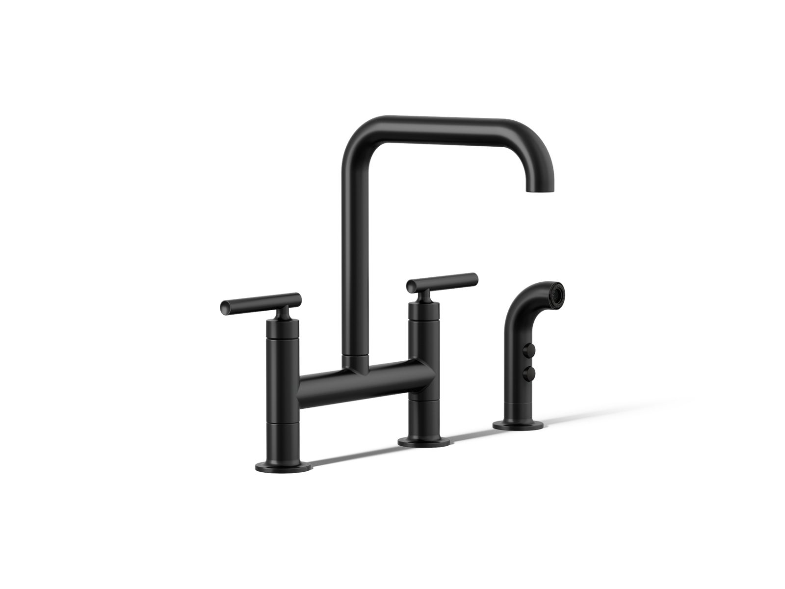 Purist® Two-hole bridge kitchen sink faucet with side sprayer