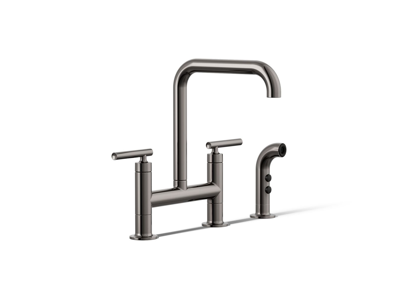 Purist® Two-hole bridge kitchen sink faucet with side sprayer
