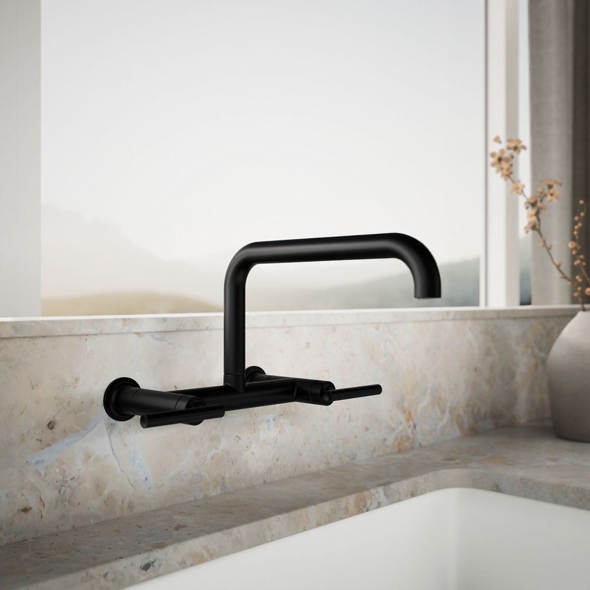Purist® Two-hole wall-mount bridge kitchen sink faucet — thumbnail 2