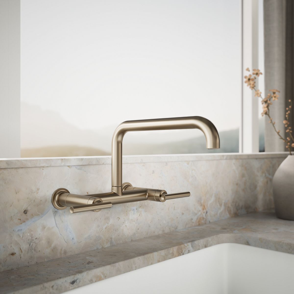 Purist® Two-hole wall-mount bridge kitchen sink faucet — thumbnail 2