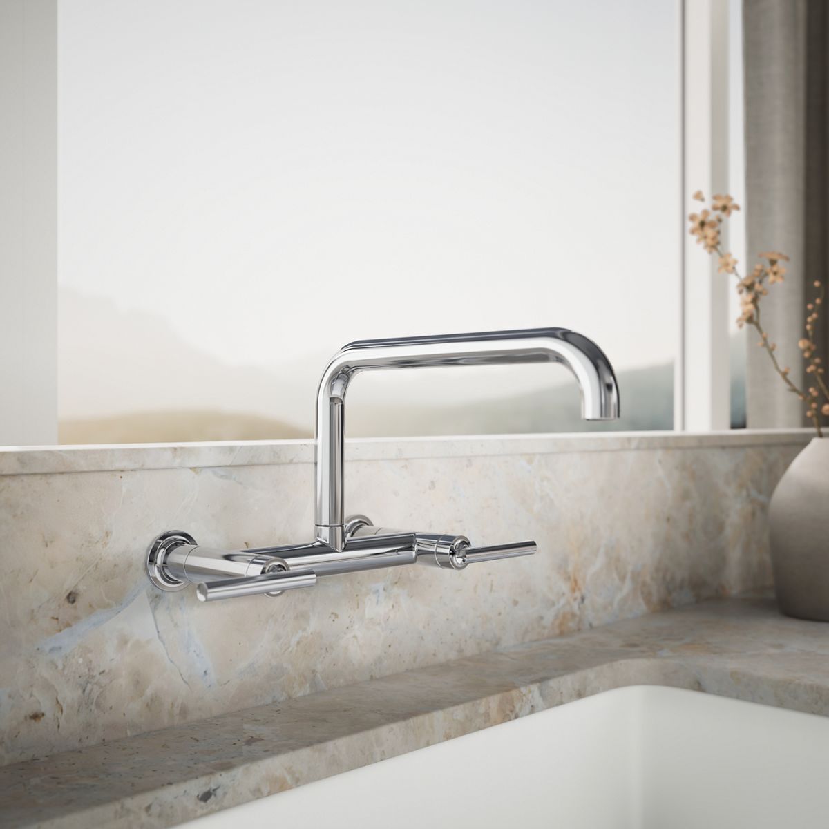 Purist® Two-hole wall-mount bridge kitchen sink faucet — thumbnail 2
