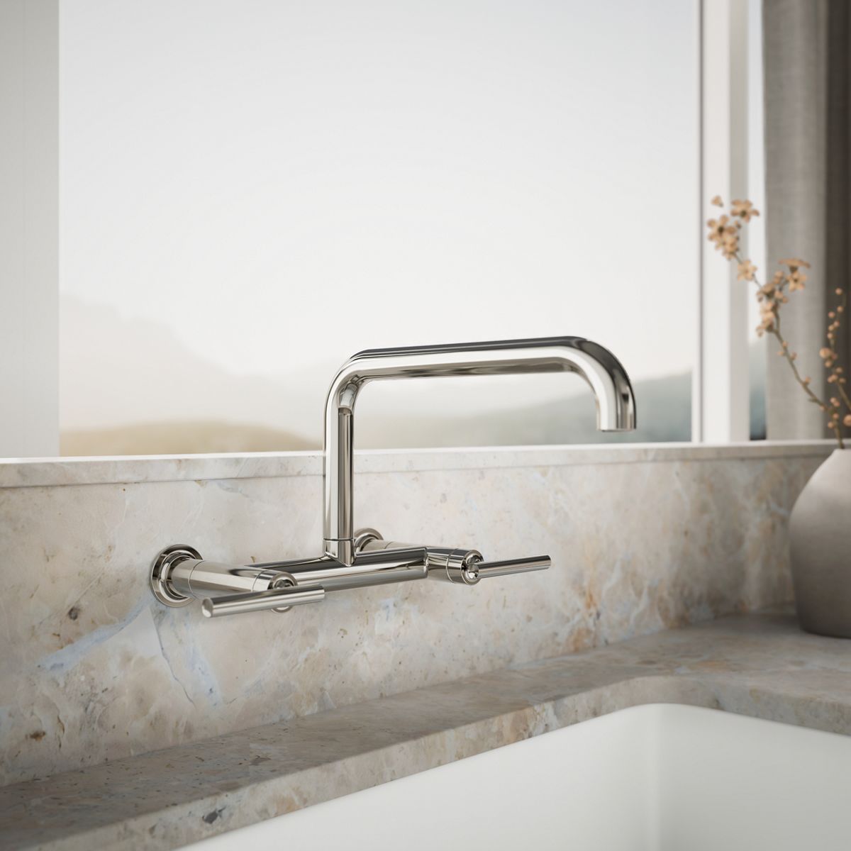 Purist® Two-hole wall-mount bridge kitchen sink faucet — thumbnail 2