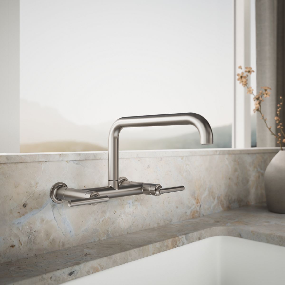 Purist® Two-hole wall-mount bridge kitchen sink faucet — thumbnail 2