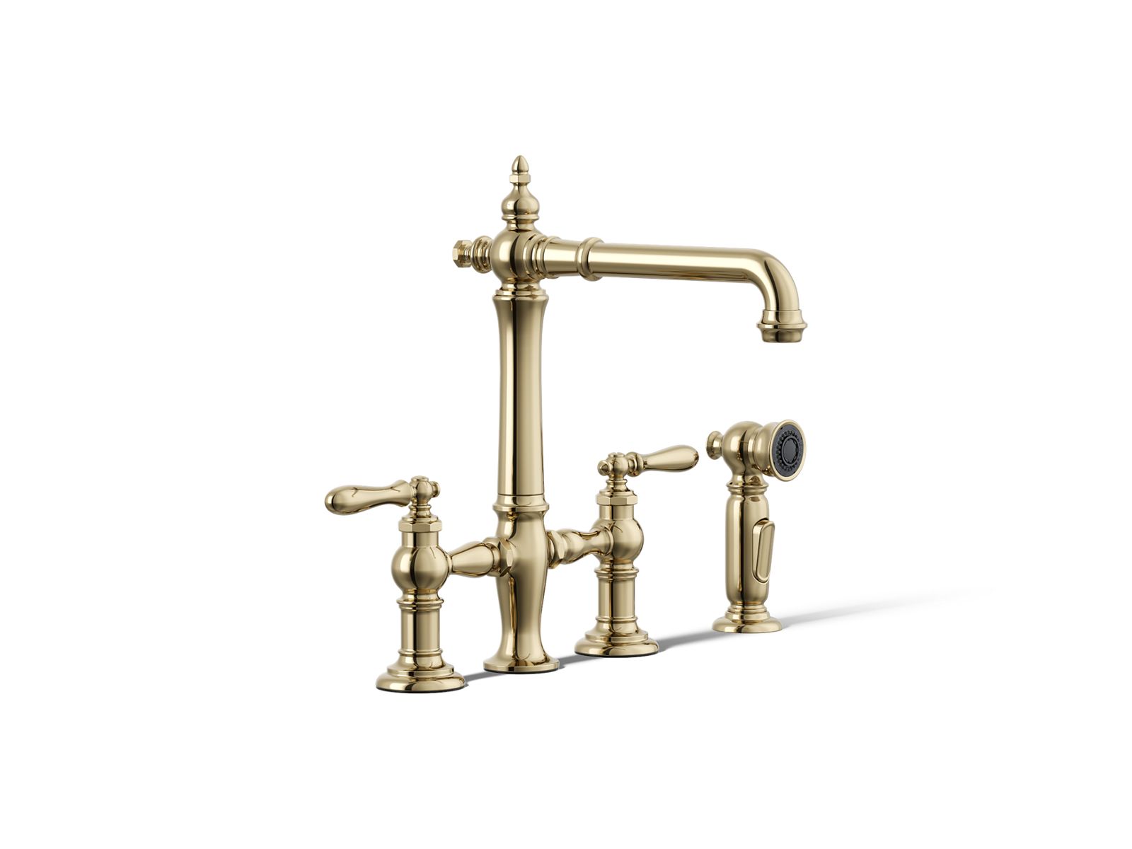 Artifacts® Three-hole bridge kitchen sink faucet with side sprayer