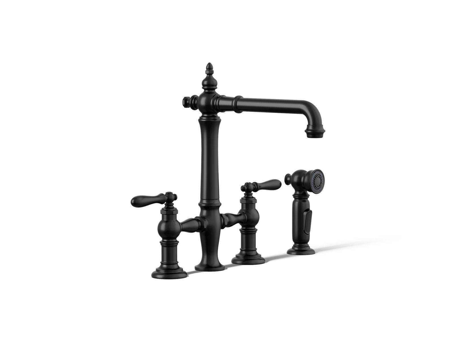 Artifacts® Three-hole bridge kitchen sink faucet with side sprayer