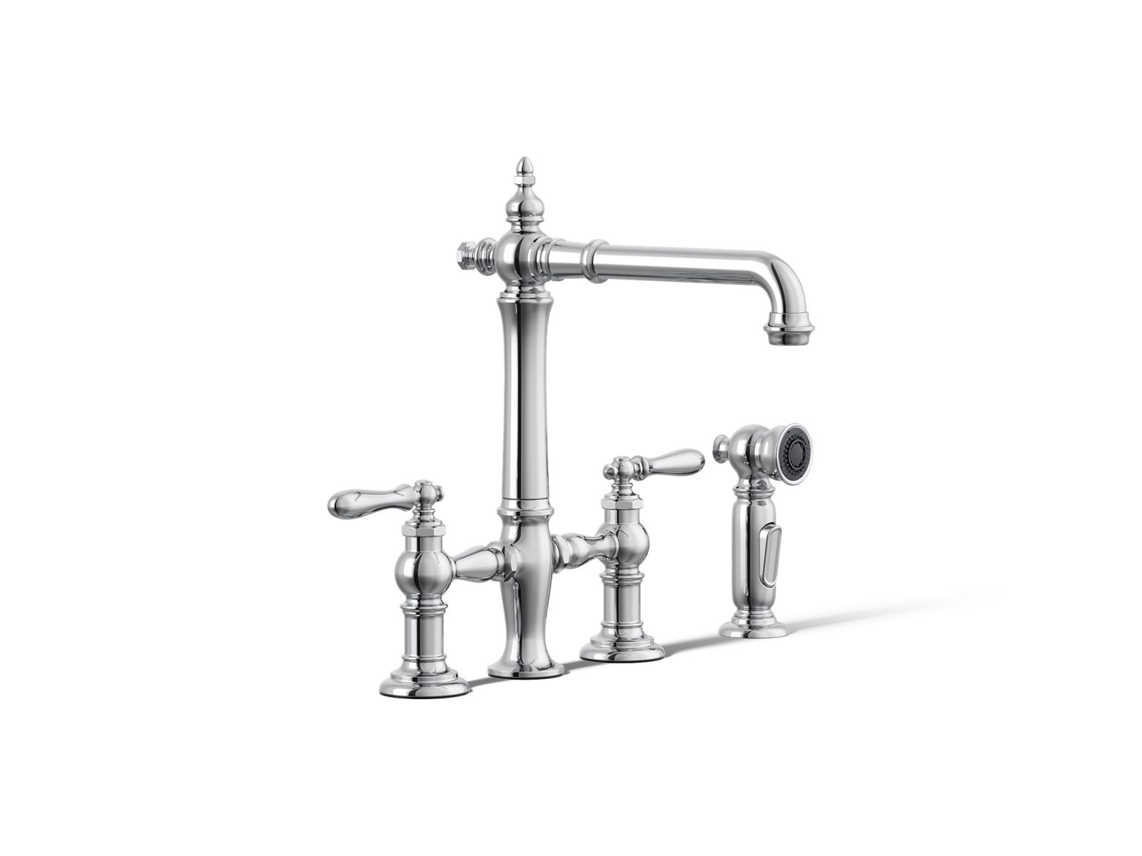 Artifacts® Three-hole bridge kitchen sink faucet with side sprayer — image 1