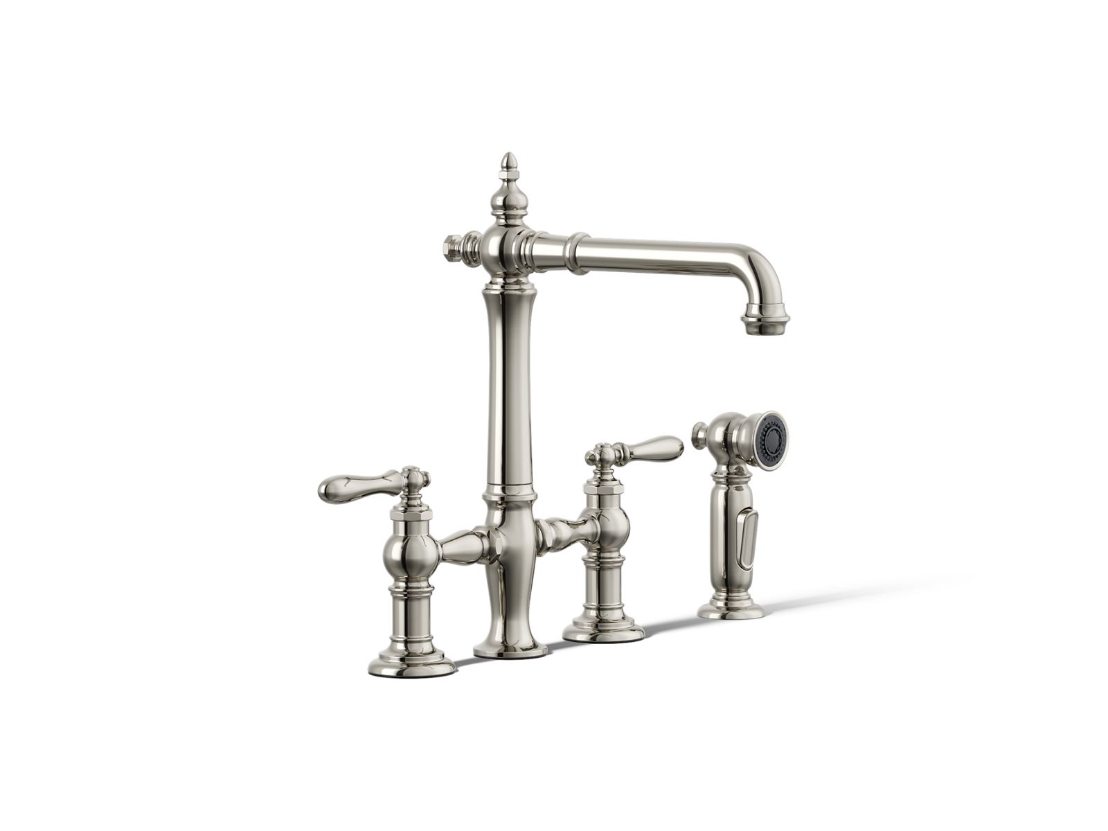 Artifacts® Three-hole bridge kitchen sink faucet with side sprayer — image 1