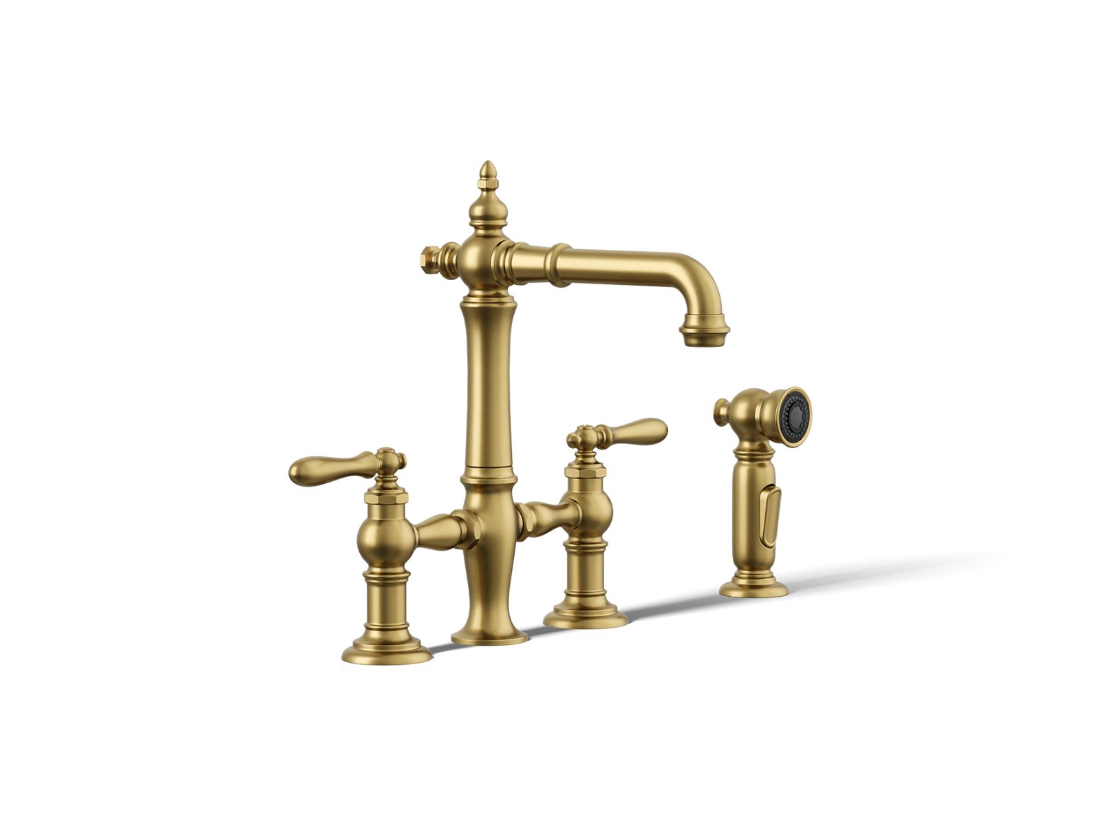 Artifacts® Three-hole bridge bar sink faucet with side sprayer — image 1