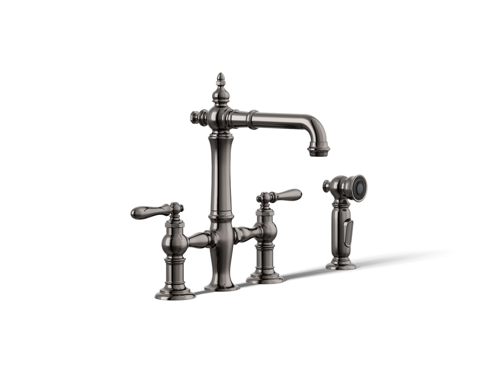 Artifacts® Three-hole bridge bar sink faucet with side sprayer — image 1